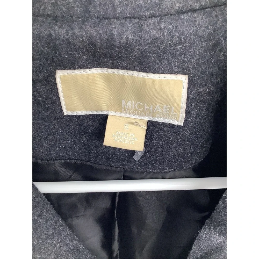 Michael Kors Womens Wool Blend Full Zip Jacket Charcoal Gray Gold Hardware S